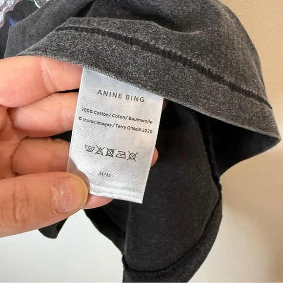 Anine Bing Vintage Eagle Los Angeles Tee in washed black size medium - Picture 7 of 9